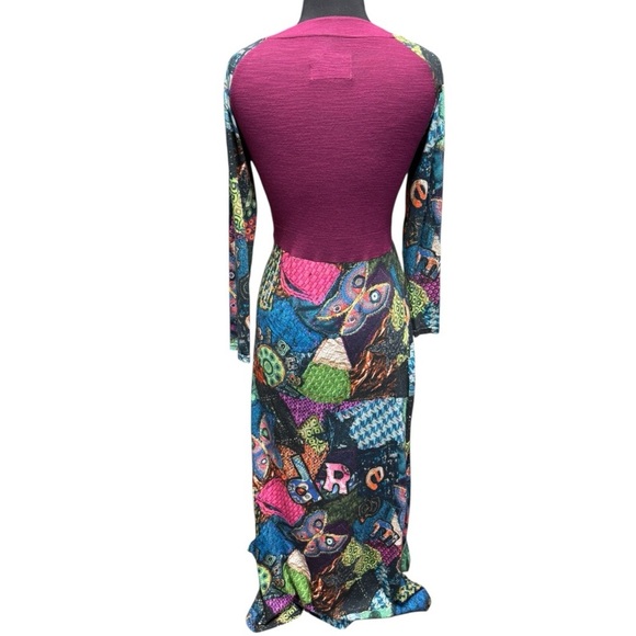 Desigual Multicolor Patchwork Print Long Sleeve Maxi Dress Size Large - Picture 4 of 5